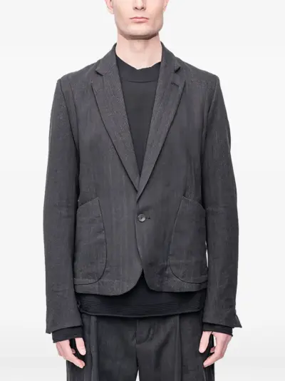 The Viridi-Anne herringbone-pattern notch-lapels blazer - Black