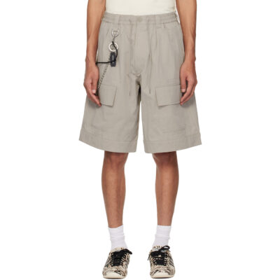 Y-3 Beige Wide Leg Cargo Shorts