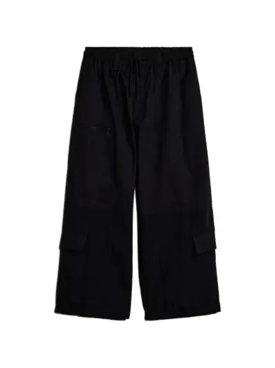 Y-3 logo-print wide-leg cargo pants - Black