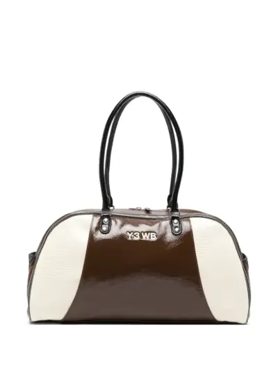Y-3 x Wales Bonner patent-finish shoulder bag - Brown