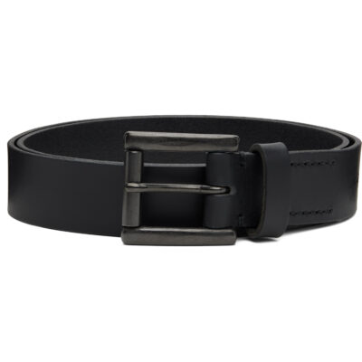 YOHJI YAMAMOTO Black Matt Soft Leather 30mm Plain Belt