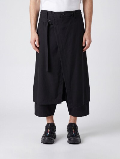 YOHJI YAMAMOTO Cropped Wide-Leg Wool Trousers with Wrap Design