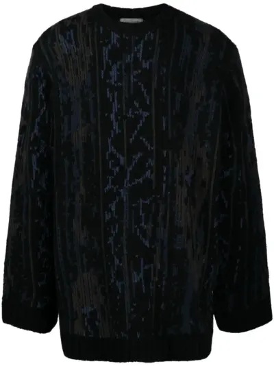 Yohji Yamamoto contrasting-trim wool-blend jumper - Black