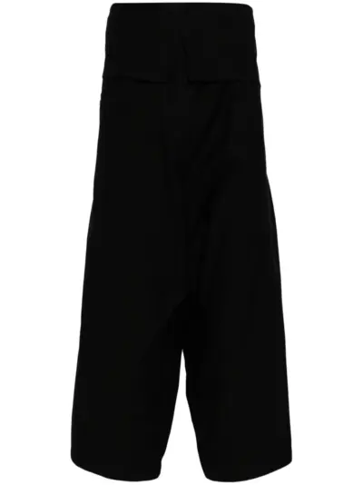 Yohji Yamamoto drop-crotch cotton trousers - Black