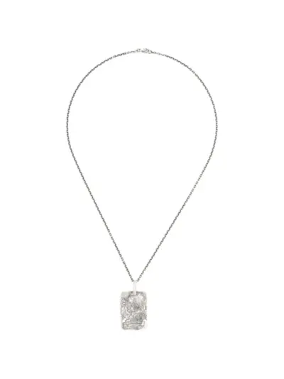 Yohji Yamamoto engraved-pendant necklace - Silver