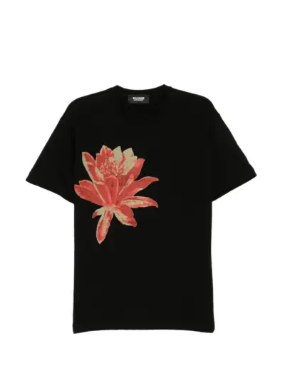 Yohji Yamamoto floral-print T-shirt - Black