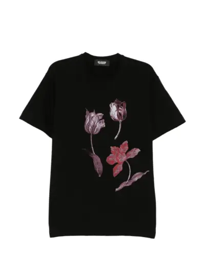 Yohji Yamamoto floral-print T-shirt - Black