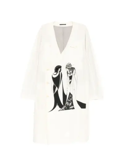 Yohji Yamamoto graphic-printed coat - Neutrals