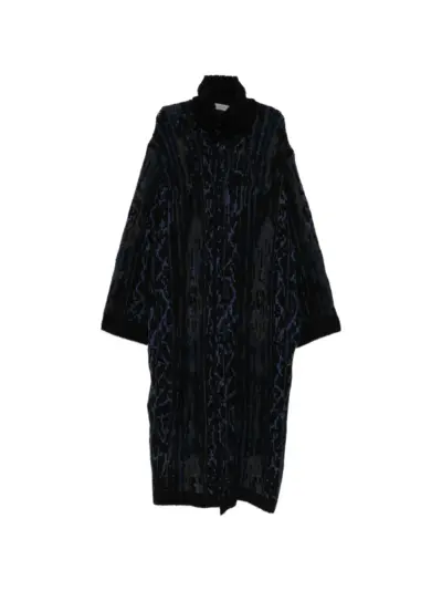 Yohji Yamamoto patterned knit coat - Black