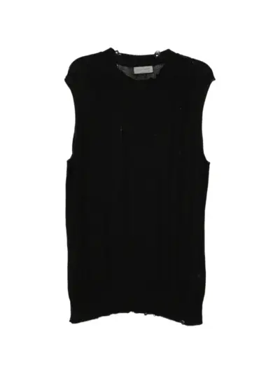 Yohji Yamamoto rope-pattern distressed vest - Black