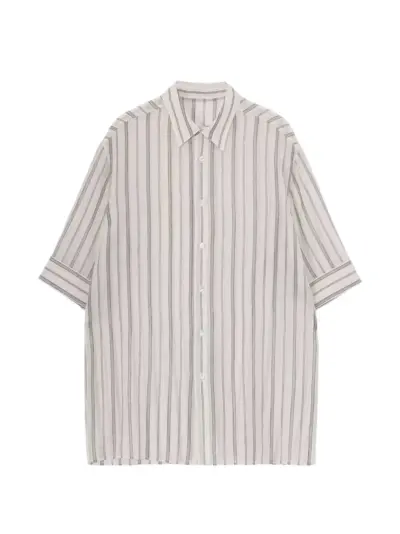 Yohji Yamamoto striped short-sleeve shirt - White