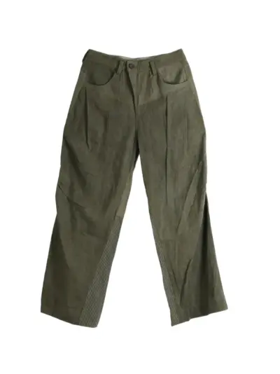 Ziggy Chen articulated flap panelled pinstriped trousers - Green