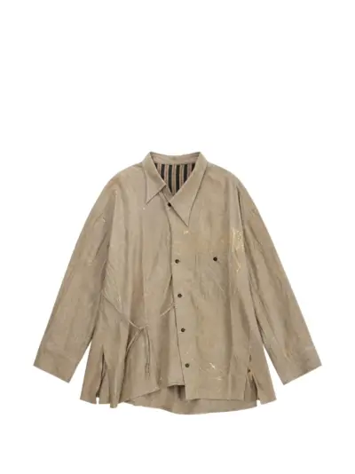 Ziggy Chen splatter-print asymmetric shirt - Neutrals