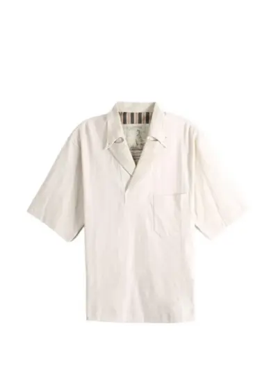 Ziggy Chen spread collar T-shirt - Neutrals