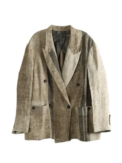 Ziggy Chen striped double-breasted blazer - Neutrals