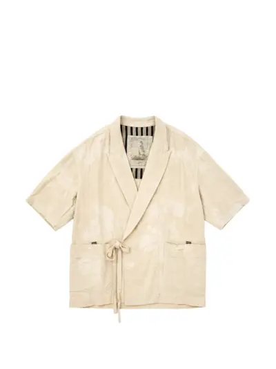 Ziggy Chen tie-fastening notched-lapels shirt - Neutrals