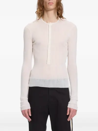 Ann Demeulemeester Bori ribbed-knit henley-neck sweater - Neutrals