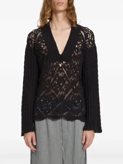 Ann Demeulemeester chunky open-knit sweater - Black