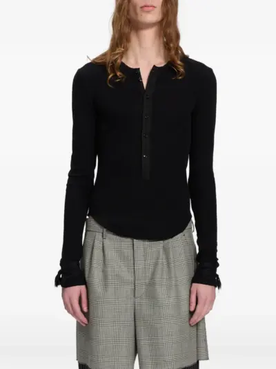 Ann Demeulemeester pointelle-knit T-shirt - Black