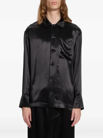 Ann Demeulemeester satin-finish chest-pocket shirt - Black