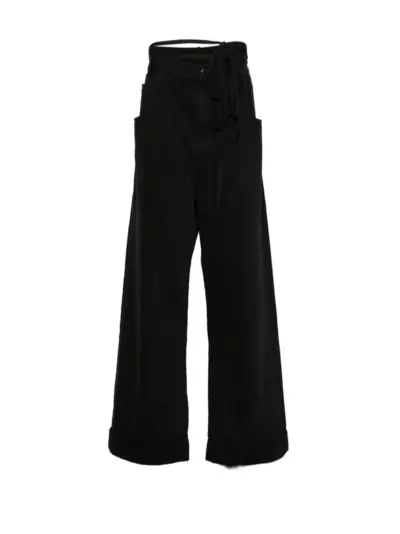 Ann Demeulemeester tie-fastening wide-leg trousers - Black