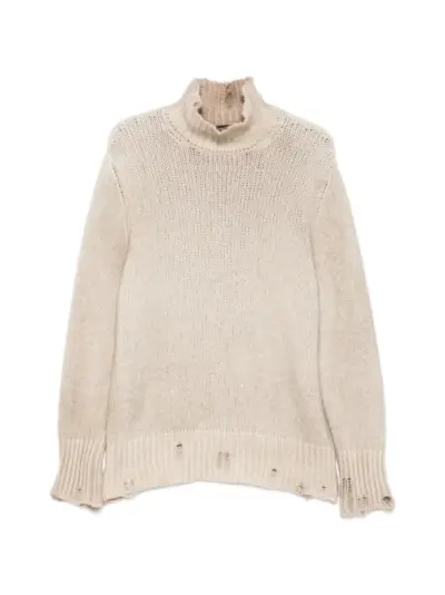Avant Toi distressed roll-neck sweater - Neutrals