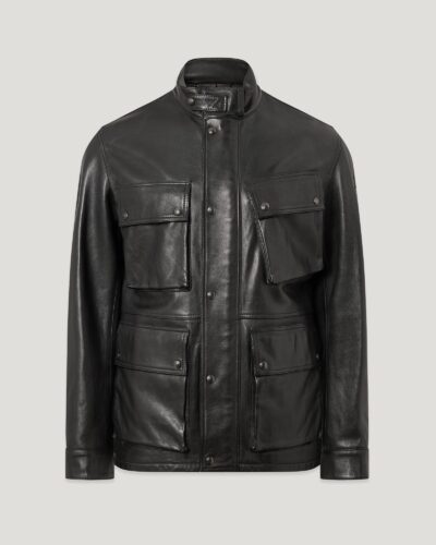 Belstaff Men's Competitor Jacket Cheviot Leather Black Size 2xl
