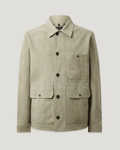 Belstaff Men's Trail Jacket Goatskin Suede Dusty Taupe Size 2xl