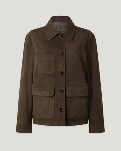 Belstaff Women's Trail Jacket Lightweight Suede Bark Size L