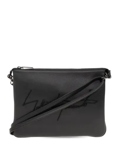 Discord Yohji Yamamoto Signature logo-embroidered leather messenger bag - Blue
