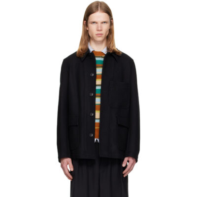 Dries Van Noten Black Wool Melton Jacket