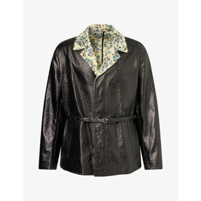 Dries Van Noten Mens Dries Van Noten Randy Floral-Lining Waxed-Cotton Coat