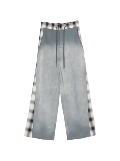 Feng Chen Wang plaid drawstring track pants - Grey