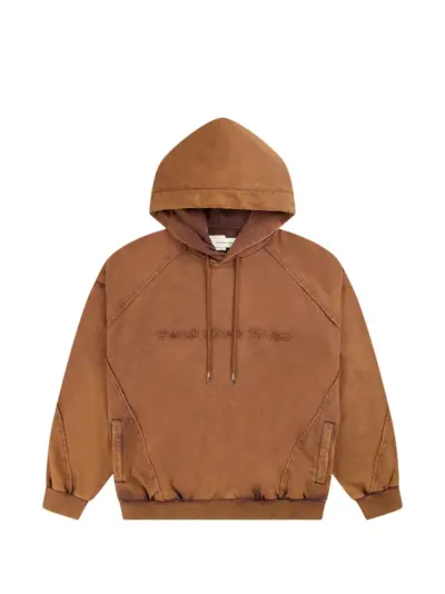 Feng Chen Wang washed-effect logo-embroidered hoodie - Brown