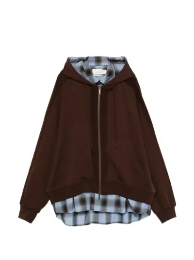 Feng Chen Wang zip-up hoodie - Brown