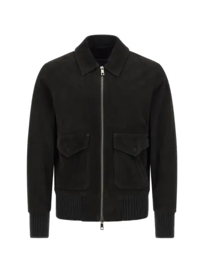 Giorgio Brato suede-finish zip-up jacket - Black