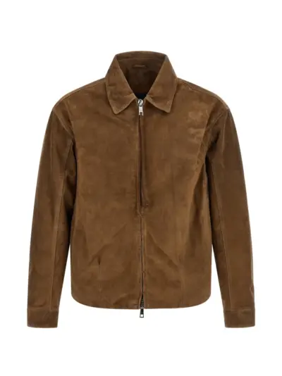 Giorgio Brato suede shirt-collar jacket - Brown