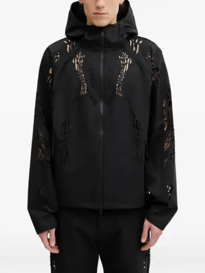 HELIOT EMIL Roan laser-cut hooded jacket - Black