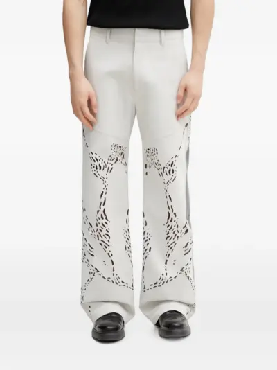 HELIOT EMIL Roan laser-cut trousers - Grey