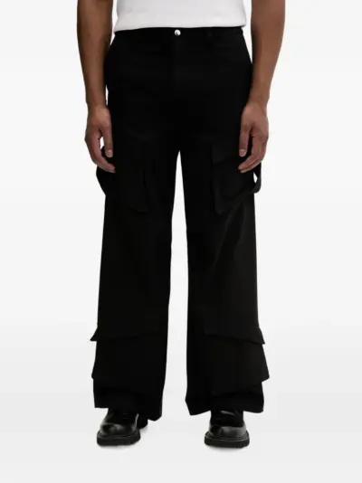 HELIOT EMIL multi-pocket wide-leg cargo pants - Black