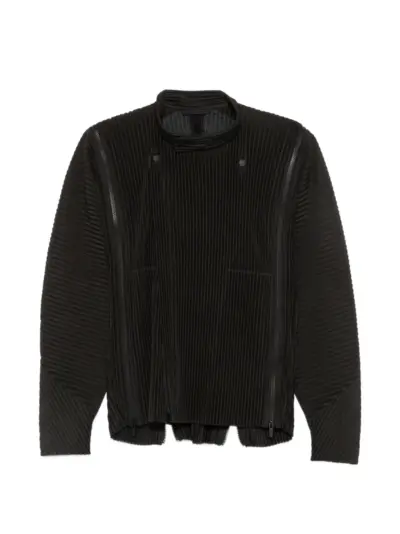 Homme Plissé Issey Miyake pleated-texture zip-fastening jacket - Black