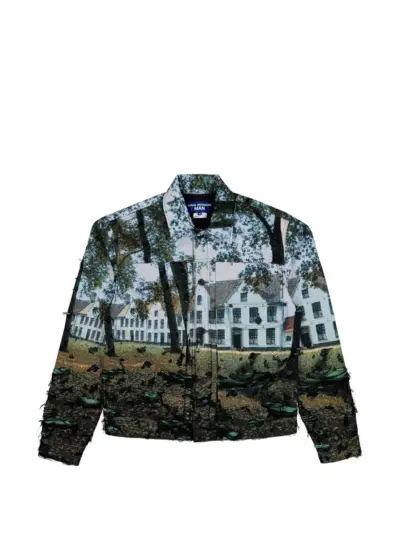 Junya Watanabe MAN button-fastening landscape-motif shirt jacket - Green