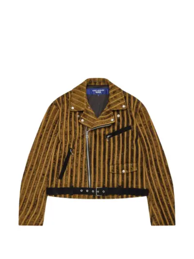 Junya Watanabe MAN striped biker jacket - Black