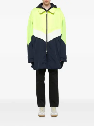 Juun.J colour-block drawstring-hood coat - Blue