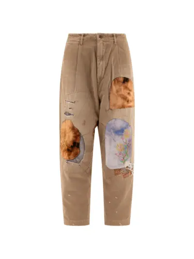 KAPITAL Katsuragi patchwork distressed tapered trousers - Neutrals