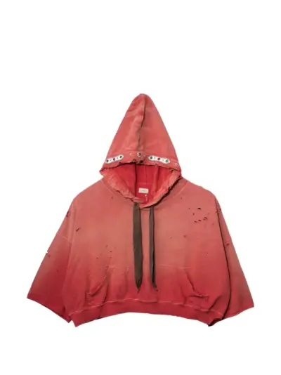 KAPITAL Thriller Damaged Devil studded hoodie - Red