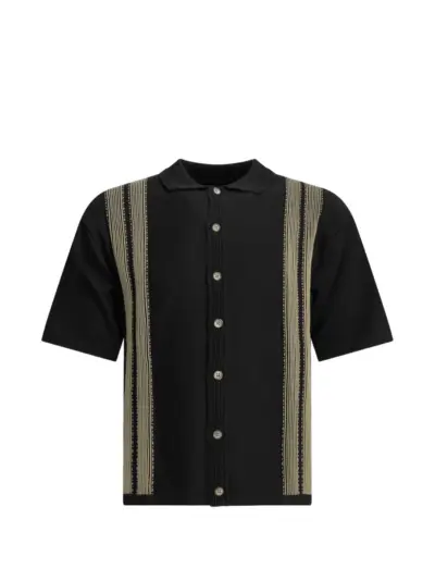 KAPITAL striped short-sleeve shirt - Black