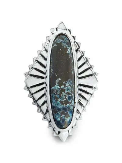 King Baby Concho spotted-turquoise ring - Silver