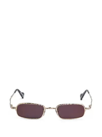 Kuboraum hammered-effect rectangle-frame sunglasses - Gold