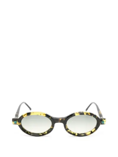 Kuboraum tortoiseshell-effect oval-frame sunglasses - Brown